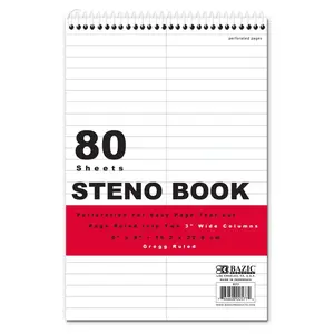 Bazic Products  6 x 9 in. 80 Sheets White Paper Gregg Ruled Steno Book, Case of 48
