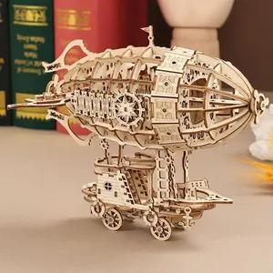 Wooden 3D Puzzle: Airship Model, DIY Assembled Building Toy