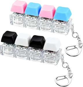 2 PCS Keyboard Fidget Toy, Keyboard Fidget Keychain 4-in-1 Keyboard Decompression Button Finger Clicker Toys, Button Stress Relief Fidget Gifts to Relief Stress (Clear Black)