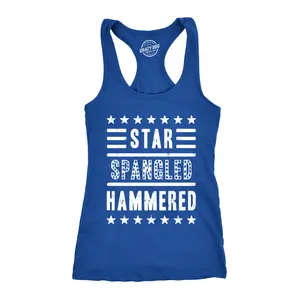 Womens Star Spangled Hammered Funny Workout Shirts Sleeveless Ladies Fitness Tank Top Funny Racerback Tank Cute Slimming Tank tops comfortable soft top Patriotic Tank Top for Women Funny Drinking Sleeveless Tee