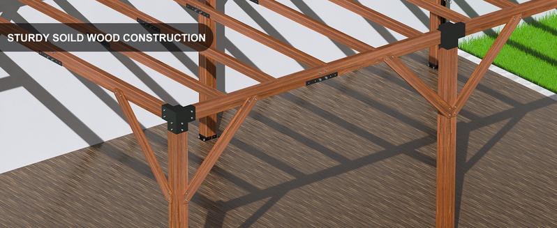 GARVEE 12'X 20' Cedar Wood Pergola with Solid Structure, Retractable Shade Canopy, Patio Pergola for Backyard, Deck, Garden, Outdoor Entertaining