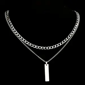 Elegant Double Layer Simple Rectangular Pendant Necklace for Daily Wear & Gift Giving Perfect for Christmas New Year Valentine's Day Holiday Gift Men's Cross Set Valentines