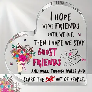 Heartfelt & Humorous Acrylic Plaque - " Friends" Quote with Floral & Illustrations, Ideal Birthday or Easter Gift for Women, Perfect Friendship Keepsake