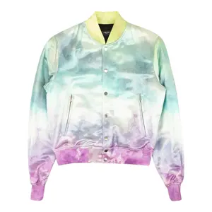 Amiri Watercolor Print Silk Bomber Jacket Multi