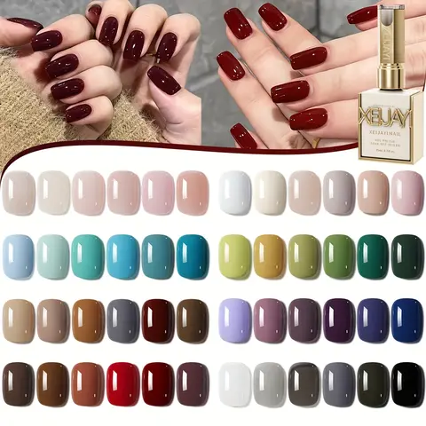 XEIJAYI 24-Month Shelf Life 6-Color Series 1 Gel Nail Polish Set, 6PCS 15ml TPO & HEMA-Free Flower Interlude Cat Eye, Satin Gloss Sparkling Magnetic Effect, Soak-Off LED Gel for Adults' At-Home Manicure, Bling Nails Supplies