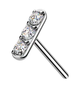 Mini Stacked Clear CZ Threadless Titanium Top