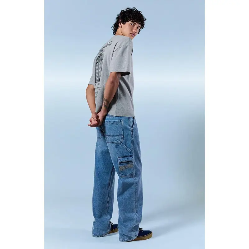 Pacsun Men's Dylan Baggy Jeans NY Embroidered Carpenter Medium Blue
