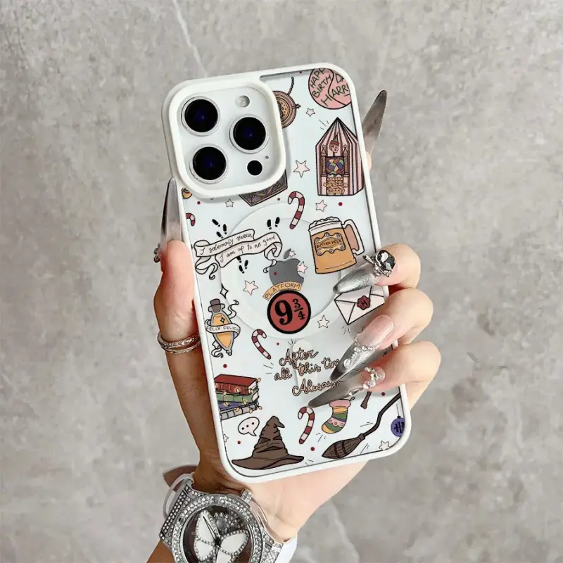 MagSafe TPU Casing for iPhone 11/12/13/14/15/16/17 Series (Standard, Pro, Pro Max) - Whimsical Wizarding Design, Shockproof Slim Protective Cover for Smartphone, Handheld Cellphone Devices, Mobile Accessory anti-fall case fashionable
