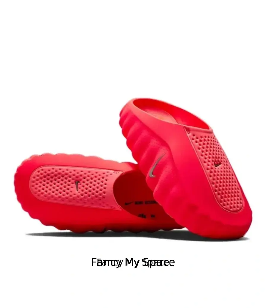 Eye-catching bold red unisex bubble slides with full hollow vent upper, height-boost curved wave sole elevates summer street casual outfits, trendy must-have slide sandals