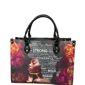High Quality Leather Handbags For Women. Colorful African Print Bag Elegant Zipper Christian Gifts bags with Beautifully Design with Inspirational Quote