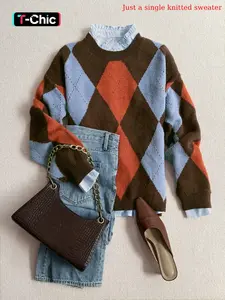 Women's Autumn & Winter Sweater Pullover, Comfortable Round Neck Long Sleeves Loose-Fit Knitwear