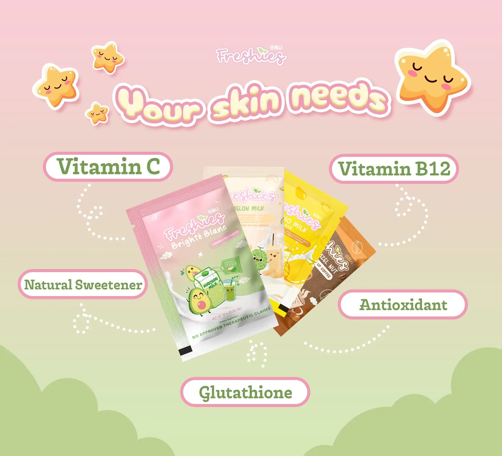 recommended glutathione Freshies Avocado Milk Bright Blanc by Juju Glow 10 sachets x 21g drinks