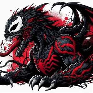 5D DIY Full Drill Round Diamond Painting - Diamond Art Kit Beast, Red and Black, Barbed Mosaic, Canvas - DIY Decorative Painting, Home Wall Decor, Suitable for Halloween and Christmas, Birthday and Anniversary Gifts, Diamond Painting Kits