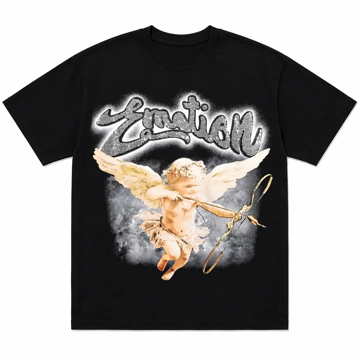 Men's Short-Sleeve Crew Neck T-Shirt - Streetwear, Retro Love Angel Cupid Graphic, Y2K Aesthetic Unisex Casual Top
