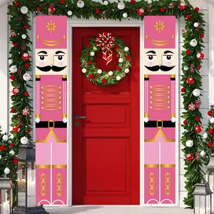 Pink Nutcracker Christmas Decorations Pink Nutcracker Porch Banner Outdoor Christmas Nutcracker Decorations and Supplies for Home Party
