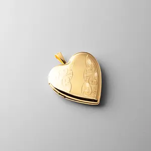14K Gold Heart Locket Pendant - Model 0619
