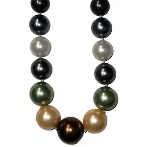 Multicolored Faux Pearl Necklace with Silver Clasp