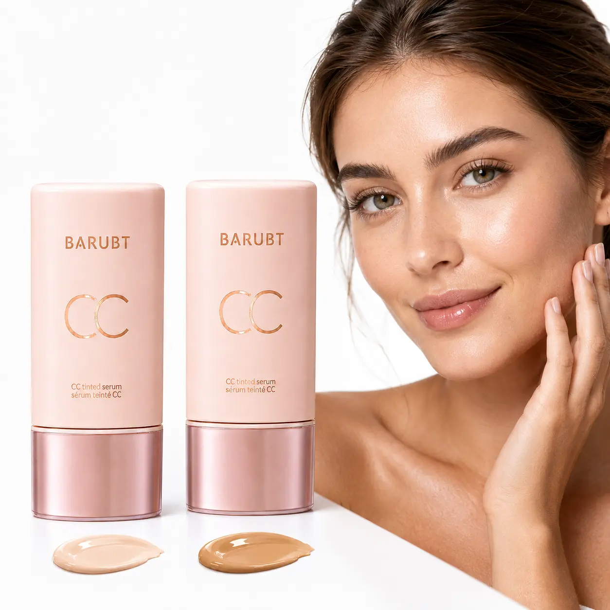 CC Tinted Serum Foundation Set, Light & Medium Shades, Lightweight Hydrating Face Makeup, Buildable Medium Coverage, Smooth Easy Blend, Natural Skin-Like Dewy Finish, 55mL Each