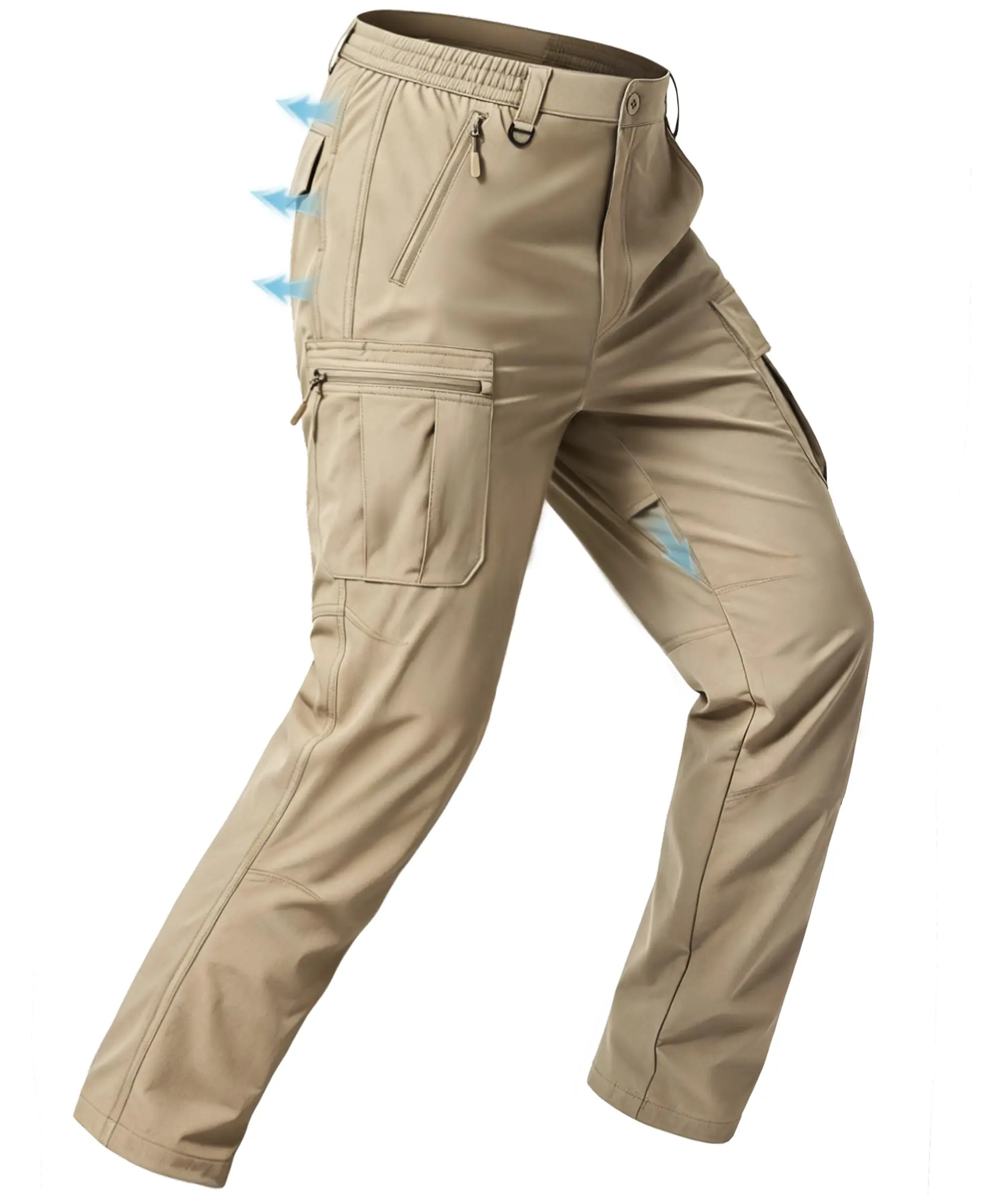 ZOOFLY Men's Tactical Ripstop Work  - Lightweight, Water-Resistant, 6-Pocket Cargo  for Hiking, Construction, Fathersday Gift (Beige, Menswear) sport  outdoor pant