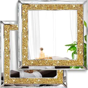 2 count Wall Mirrors, Crush  Wall Decor,  Color Decorative Mirrors for Living Room, Bedroom, Bathroom. (12'x12')