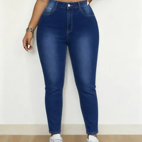 Plus Size High Stretch Women's High Waist Jeans, Elastic Fabric, High Elasticity Denim, Slim Fit, Casual Fashion, Daily Wear, All Seasons Ladies Plus Size Denim Jeans Pants