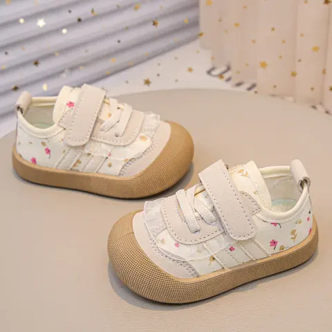 2026 New Stylish Floral Toddler Walking Shoes, Lace Decor Magic Strap and Lace Dual Design, Anti-Collision Soft Sole Slip-Resistant Sneakers for Kids, Toddler Summer Shoes, Walking Shoes Babies