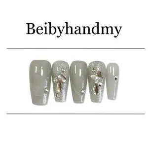 Handmade Foggy Star  Ice Transparent Whitening  Detachable False Nails （Size:M/S) Nail Art Nail Art Kit Cutics Nail Polish