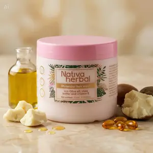 Nativa Herbal Restorative Hair Mask | Hair Reset with the best ingredients Rosemary, ginseng, beeswax , Olive Oil +Shea Butter + Vitamin E for intense repair | 300 ml