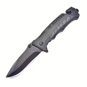 Compact EDC Folding Knife with Textured Non-Slip Grip & Secure Lock - Stainless Steel Sharp Blade, Ergonomic Handle, Lightweight Portable for Camping, Survival, DIY, Household, Outdoor & Daily Carry (No Power Needed)