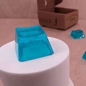 ResinKeyWorks Sky Blue Blank 1U Accent Keycaps, Transparent Hand Polished Resin OEM Caps with MX stems