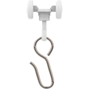 Curtain Track Hooks 20 Pack - Durable Ceiling Track Roller Hooks for Curtains - Smooth Glider Curtain Tracks Rollers for Dividers or Closet Use - White Plastic and Steel Construction
