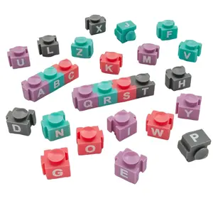 3/4" Mini Suction Cup Multicolor Plastic Letter Alphabet Blocks - 52 Pc.