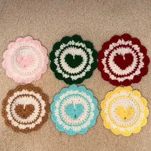 Handmade crochet heart coaster (comes with a set of 2)