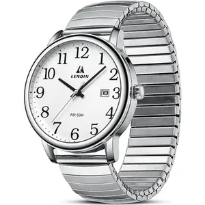Men’s Analog Quartz Watch – Easy Read Dial with Date & Stainless Steel Expansion Band
