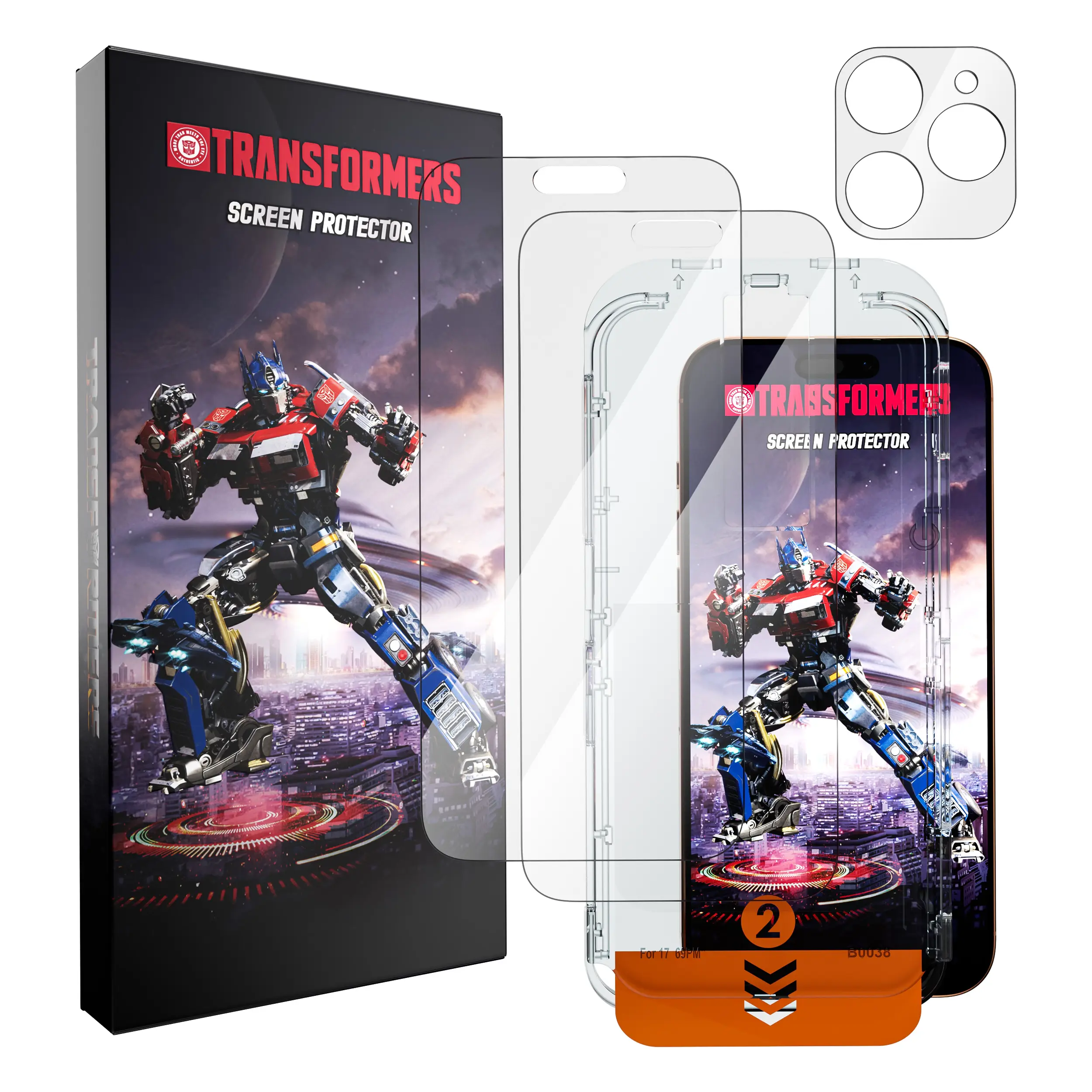 TRANSFORMERS Bubble-Free Tempered Glass Screen Protector, High Definition Shatterproof Anti-Scratch Film With Auto Alignment & Electroplated Oleophobic Layer