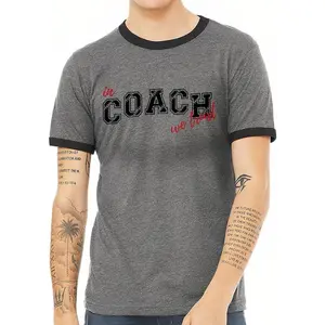 Funny Baseball Coach Ringer T-Shirt - Best Quote T-Shirt - Cool Ringer Tee - Deep Heather Black