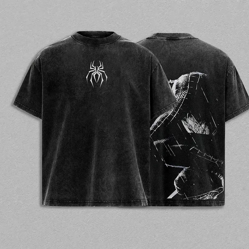 Ver 2 Spidey Inspired Oversized Black Graphic T-Shirt, Vintage Movie Actor Fan Tee, The Peter Shirt, Y2K Comic Style Streetwear Top, Black Cotton Unisex Tee, Retro Superhero Inspired Shirt, Gift for Movie Fans