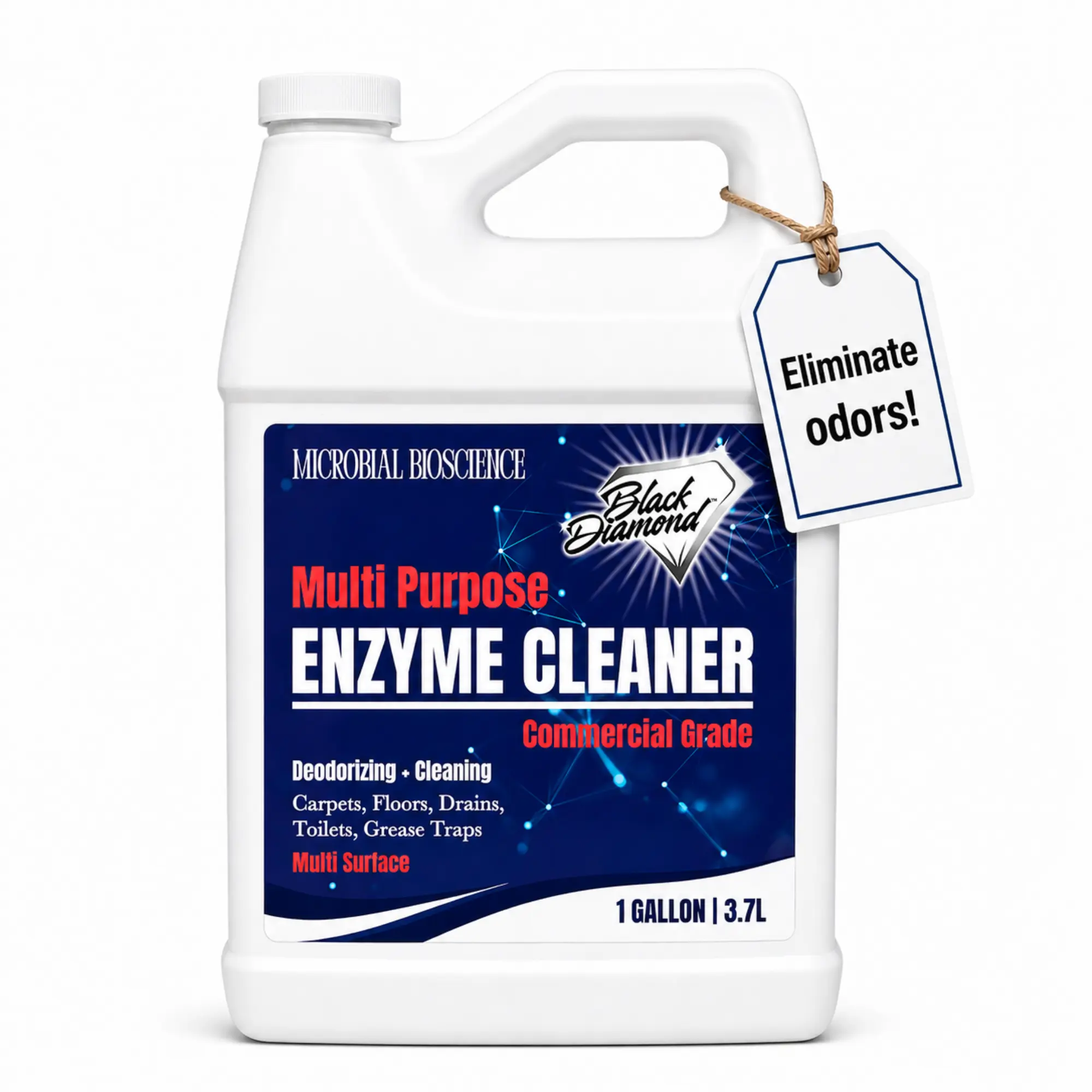 Commercial Multi-Purpose Enzyme Cleaner & Odor Eliminator | Pet & Human Urine, Stains & Odors | Carpet, Laundry, Bathroom, Drain & Trash Deodorizer | Dog, Cat, Organic Waste Remover (1 Gallon)
