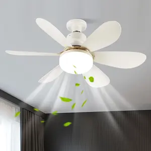 Socket Ceiling Fan with Light & Remote Control, 3-Adjustable Speed & Color Temperature Settings, LED Lights for Bedroom, Bathroom