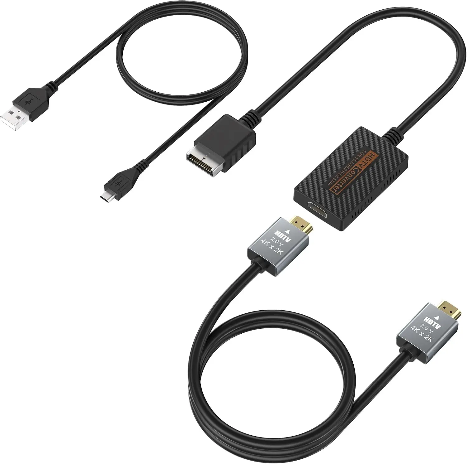PS2 to HDMI Adapter for PlayStation 2/2 Slim Console | HDMI Cable for PS2 Only Compatible with Y Cb/Pb CR/PR Signal Output, Plug & Play Converter for PS2 to HDTV/Monitor