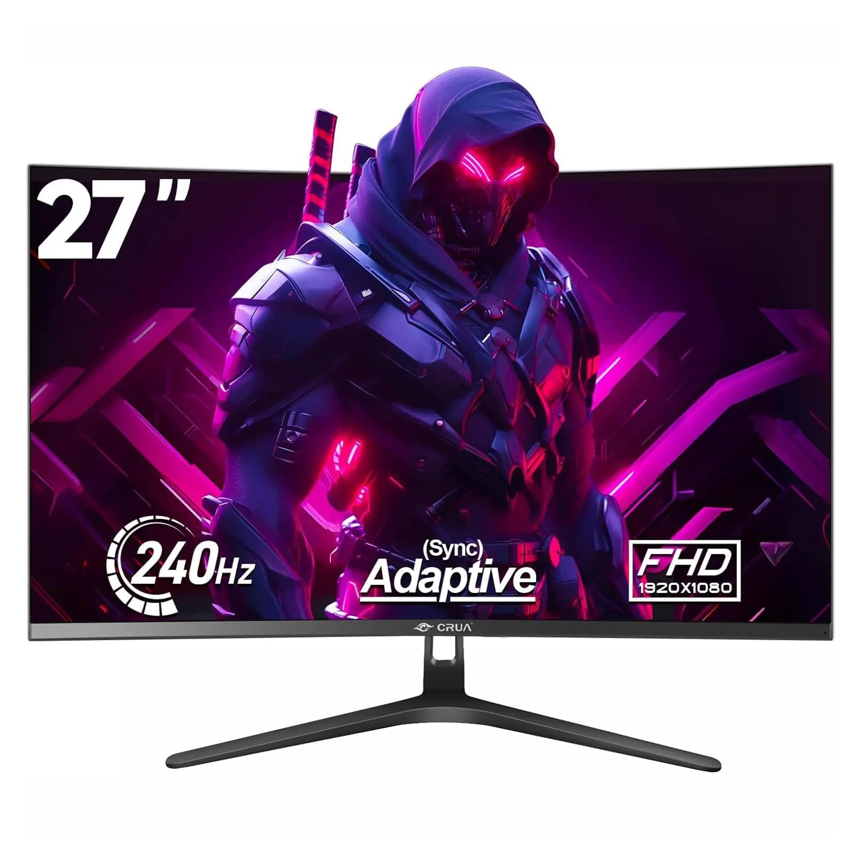 CRUA 27" 240Hz Curved Frameless Computer Monitor, Full HD 1080P Gaming Monitor, FreeSync, Eyecare Mode, VESA Wall Mount Compatible, Curved Panel