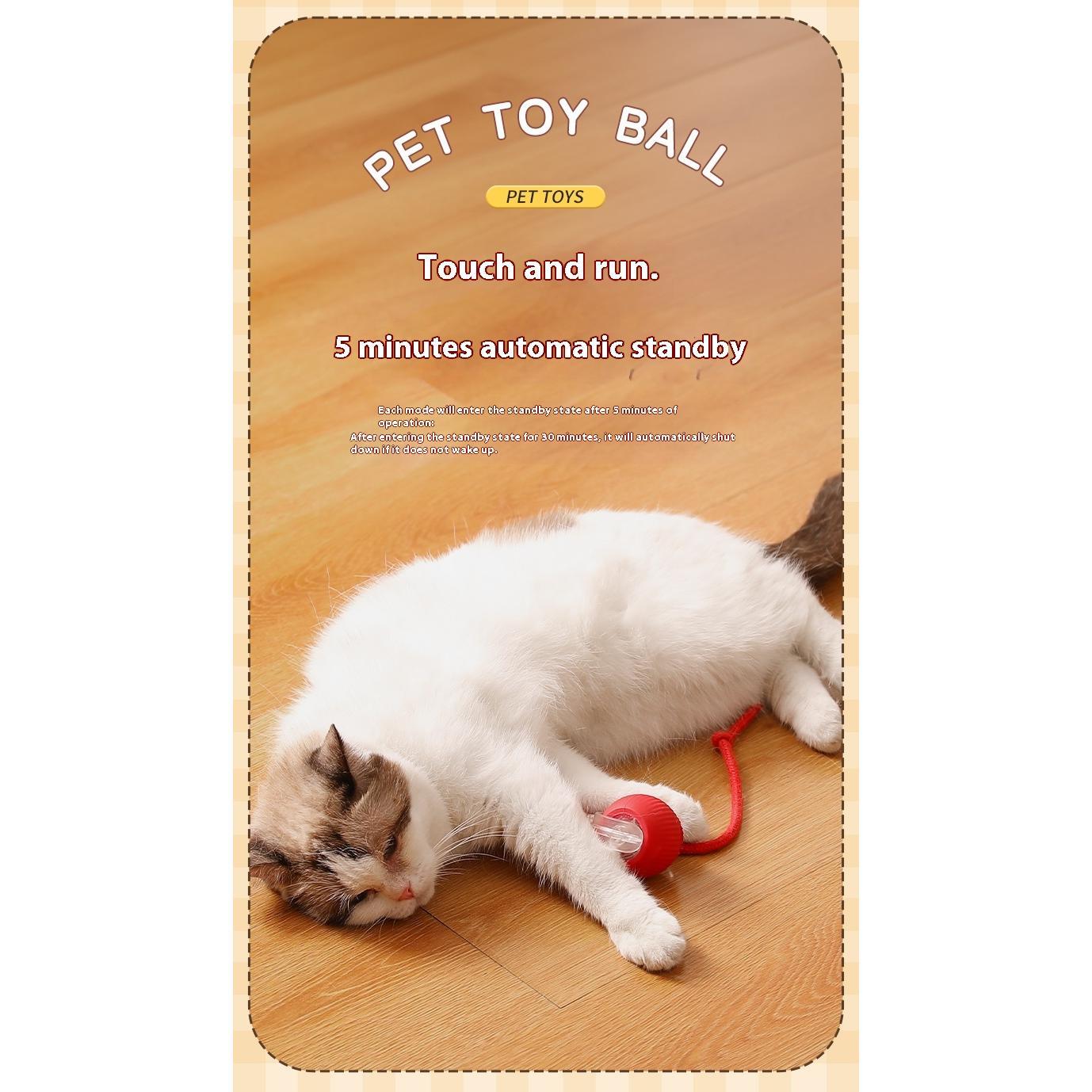 2Pcs Cat Interactive Ball Toys Automatic Rolling Ball Faux Tail Rechargeable Smart Pet Electric Toy Cat Training Imitate Mouse