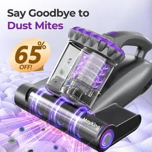 MayKing Mattress Vacuum Cleaner, 16kPa Pro Deep-Clean Bed Vacuum Cleaner with 33000 RPM/Min & 253.7nm UV-C Light, Handheld Vacuum with HEPA Filter, Ultrasonic & 149℉ Heat for Bed Sofa Crib, Model MV02
