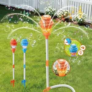 2-In-1 Street Light Bubble Machine Water Gun, Sound & Light Music Outdoor Bubble Toy, Kids' Garden Party Toy, Requires 3x1.5v Aa Batteries, Standing Bubble Machine