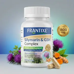 FRANTIXE Liver Support Supplement for Cleanse & Detox with Double Milk Thistle, NAC, ALA & Turmeric - 60 Capsules  Edible Wellness Dietary