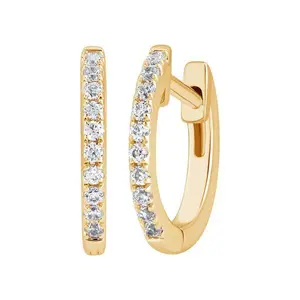 Dewberry Diamonds 1/5 Carat Round Cut Lab Grown Diamond Huggie Earrings in 925 Sterling Silver Hoop For Women 14K Yellow Gold Plated Hypoallergenic Jewelry Gifts For Her