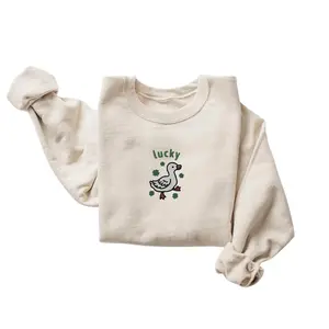 Embroidered St Patricks Day Sweatshirt, Embroidered Lucky Duck Sweatshirt, Lucky Sweater, Irish Shirt, Shamrock Sweatshirt, Duck Lover Gift,Funny Irish Luck Duckling Pullover, Aesthetic Green Holiday Gift for Her, S-3XL High Quality Soft Cotton