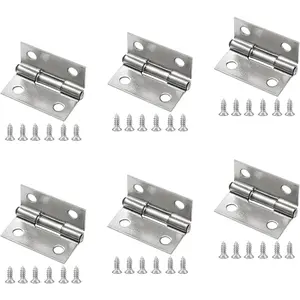 6Pack Butt Hinge 1 Inch Mini 304 Stainless Steel Small Cabinet Folding Craft Hinges With Mounting Screws for Boxes Gate Drawer