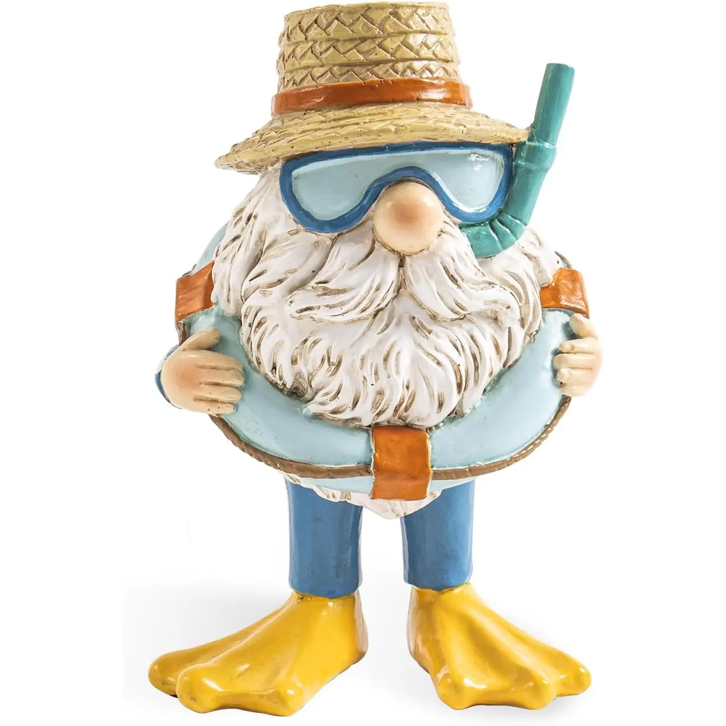 Beach Gnome Figurine, 5.5" H Summer Resin Diving Santa Samll Statue, Ocean Coastal Themed Room Bathroom Office Table Shelf Desk Plant Pots Decorations, Tropical Garden Patio Pool Home D