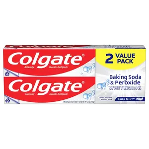 Colgate Baking Soda & Peroxide Whitening Toothpaste - Brisk Mint, 6 Ounce, Pack of 2, Fights Cavities, Removes Stains, Oral Care
